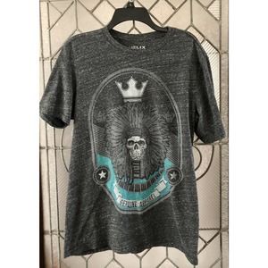 Skull in Indian Headdress Graphic Tee T-Shirt Size L